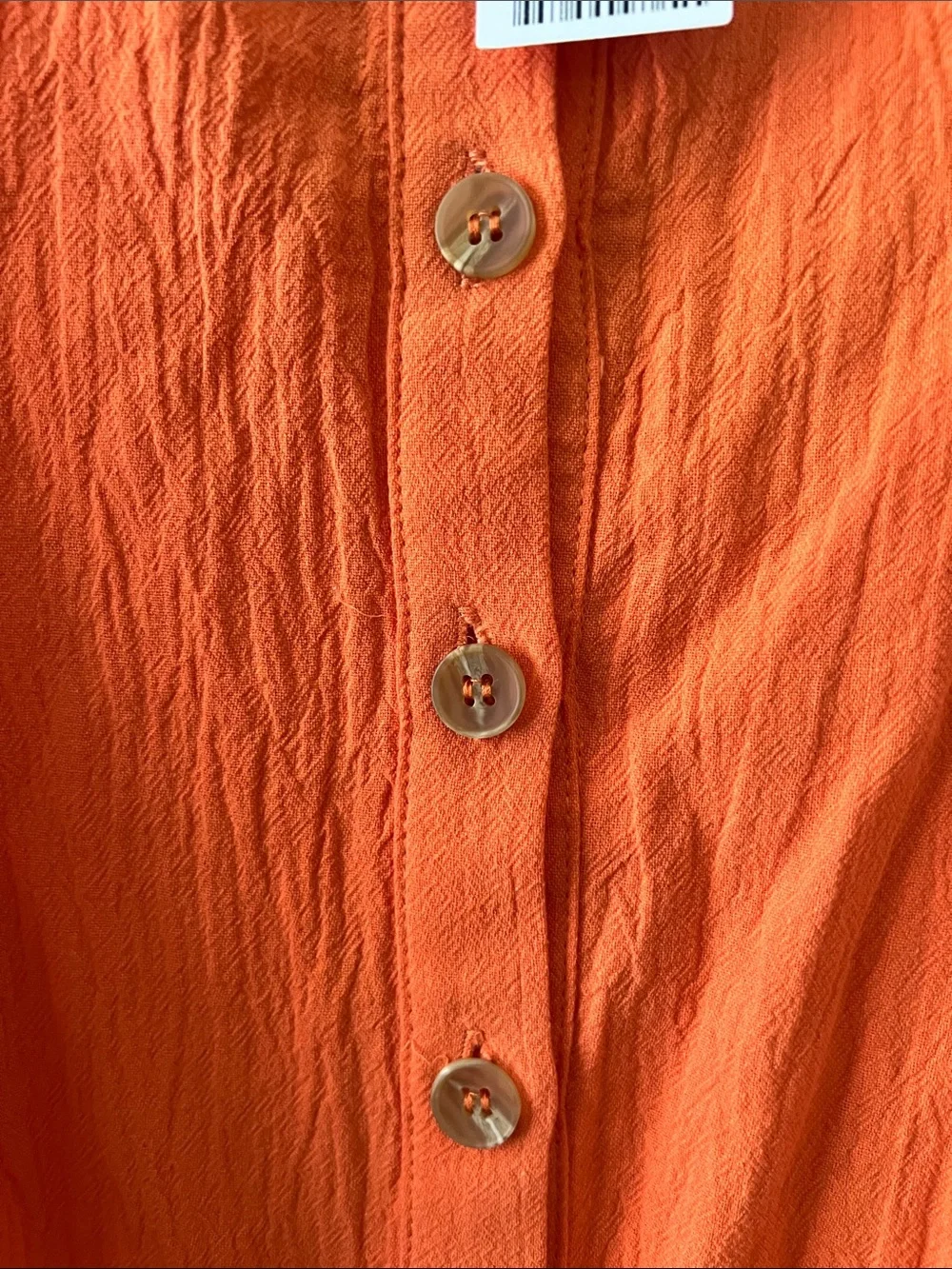 Urban Outfitters Orange Button-Front Dress with Puff Sleeves - Picture 7 of 7